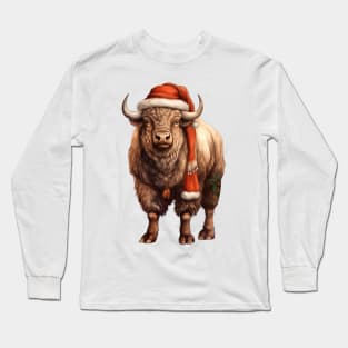 Vintage Christmas Bison Long Sleeve T-Shirt